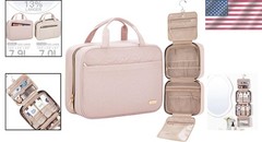 Generously Sized Pink Toiletry Bag – Hanging Organizer for Full-Sized Essentials