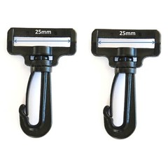 2pc 25mm Black Plastic Swivel Snap Hook Clip Bag Belt Strap Backpack Cord Buckle