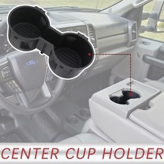 TQPONLY Front Seat Dual Cup Holder Rubber Insert Fitment 2016-2022 Ford Black