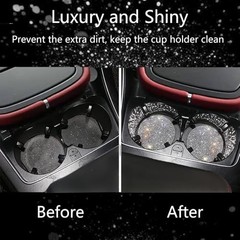2pcs Bling Car Cup Holder Coaster, 2.75 inch Anti-Slip Shockproof 2 pcs White