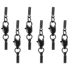 6Pcs Lobster Hooks with Lanyard 1.2mm, Black (Style 1) (字符数:74)