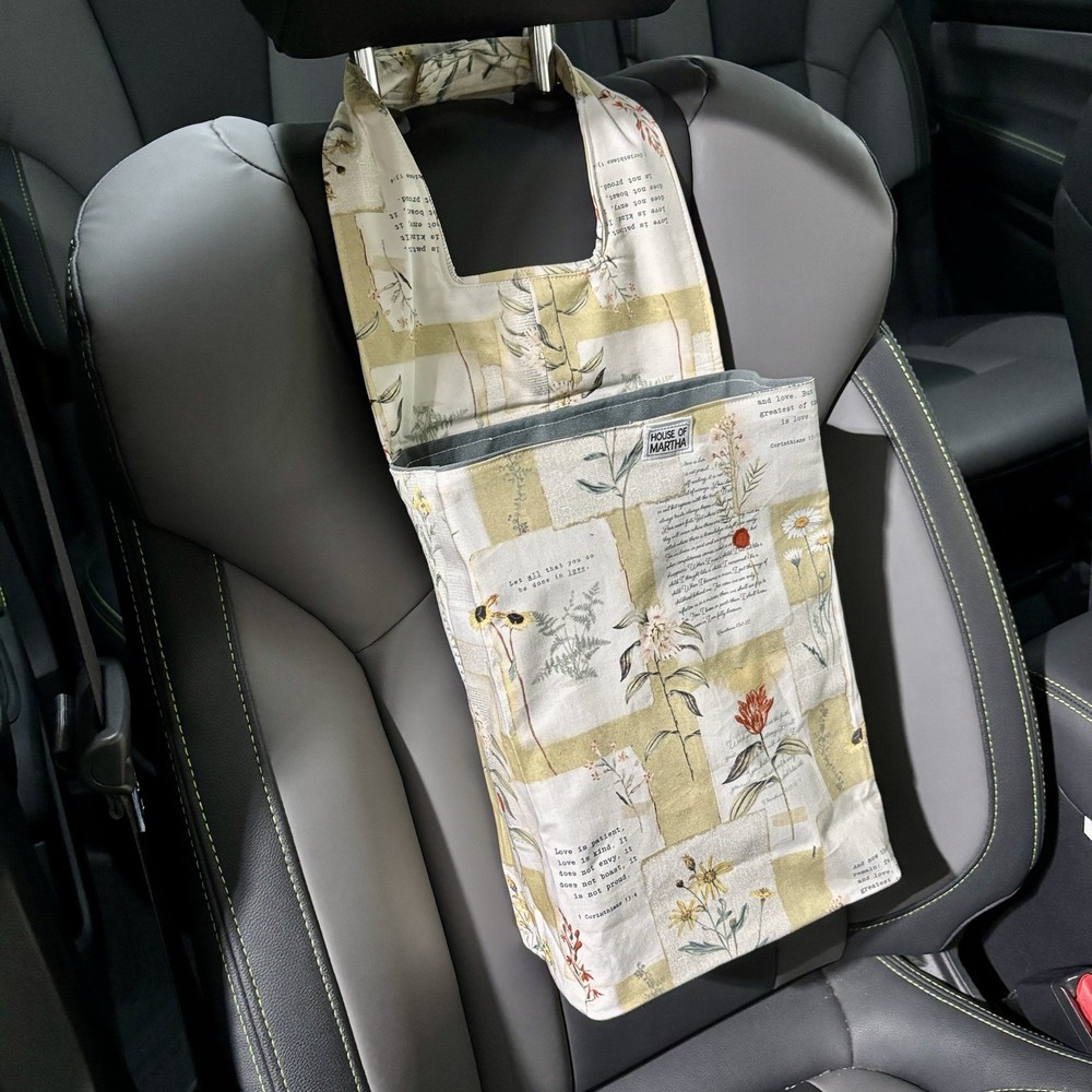 Car Trash/Utility Tote Bag Bible Verses 9” x 4” x 12” 10” strap Handmade