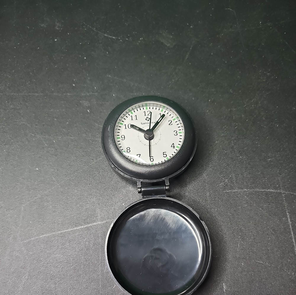 Samsonite Black Folding Travel Alarm Clock. D