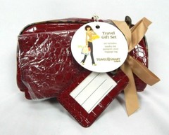 Travel Smart Conair Red Mock Croc 3-Piece Travel Accessories Gift Set