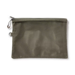 MUJI polyester double zipper case Khaki L Approx. 19 x 27 cm