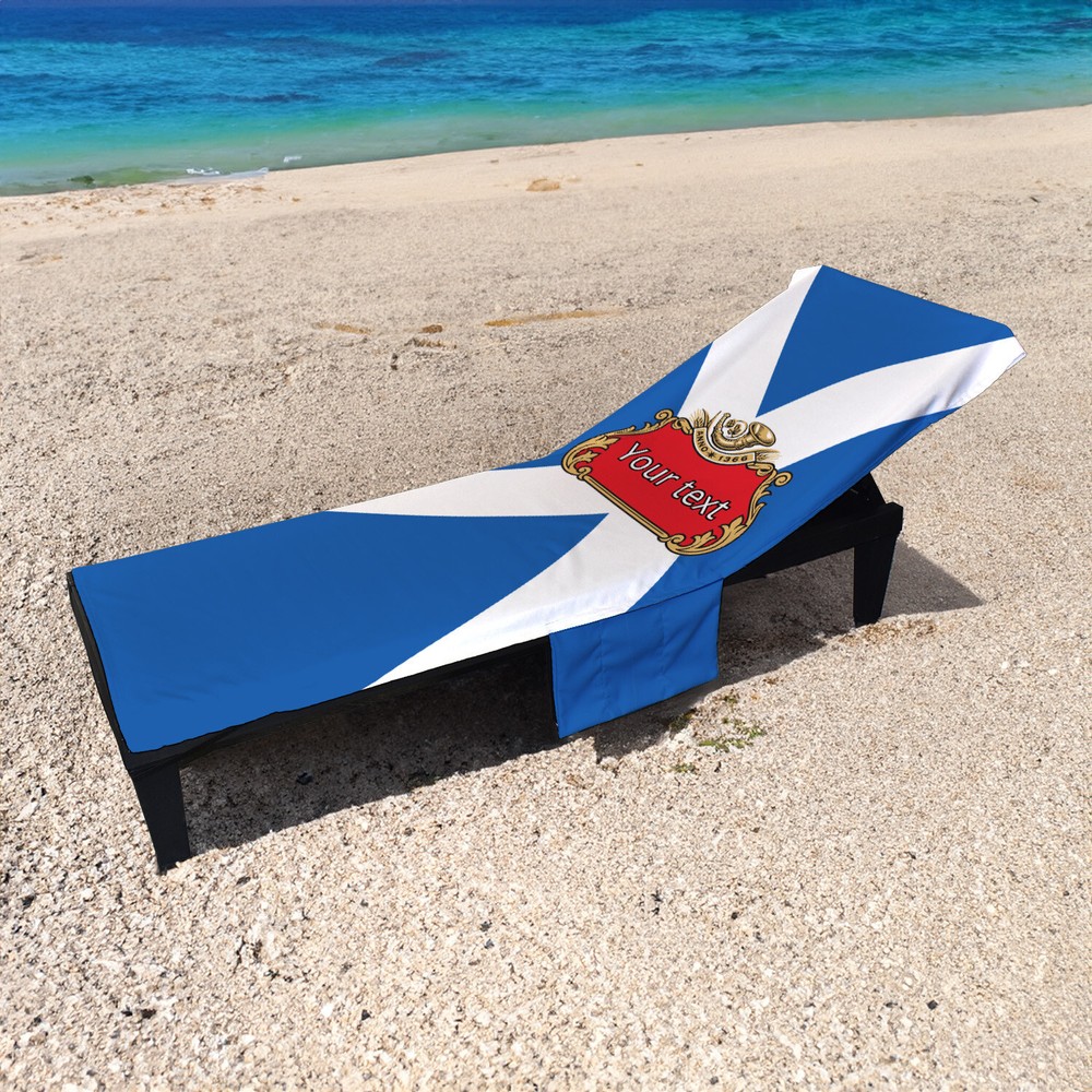 Personalised Scottish Flag Design – Full Length Sun Lounger Towel with Pocket