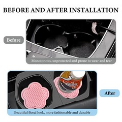 BWBWND 4 PCS Car Cup Coasters, 2.76 Inch Flower Shaped Auto Holder Pink