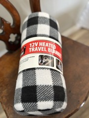 Treksafe Car Automotive 12V Heated Travel Blanket Black & White 57&Prime; x 39&Prime;