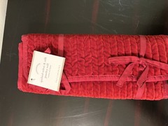 Pottery Barn velvet quilted velvet silk jewelry roll red New
