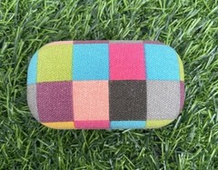 Plaid Mini Pocket Travel Case Earphone Ear Buds Colorful KIKKERLAND 3.5”x 2” NWT