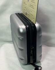 Open Story Hardside Mini Case Silver Travel Organizer 7x5x3 Zipper Storage