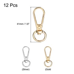12 pcs lobster release hooks 1.6&Prime; for keys, gold