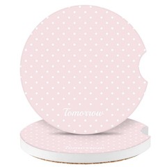 Watbro Cute Fashion Polka Dot Car Coasters 2.56&Prime; diameter, 0.23&Prime; thick, Pink