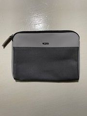 Tumi For Delta Air Lines Toiletry Makeup Amenity Travel Kit Gray Nylon Zip Bag