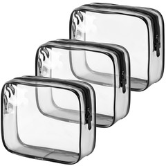 TSA Approved Toiletry Bag, 3 Pcs Clear Toiletries Bags Quart Size Travel Makeup