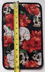Skull & Flowers Auto Center Console Cover Armrest Cushion Pad Black Red Floral