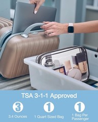 Clear Toiletry Bag 2-Pack TSA Approved Water-Repellent, Black | Carry on Travel