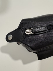 Cole Haan Travel Kit Black Leather Zip Toiletry Bag Pouch Travel Pouch