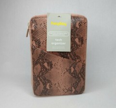 Heyday Zipper Tech Organizer Pink Faux Snakeskin And Microfiber