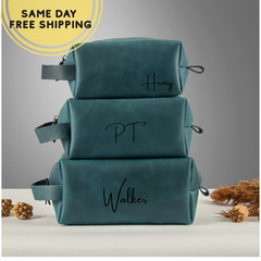 Personalized Leather Dopp Kit, Toiletry Bag, Travel Wash Bag, Groomsmen Gift