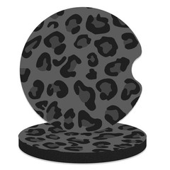 FJyuanqi Car Coasters for Cup Holders, 2 Pack Non-Slip Black Leopard