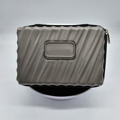 Tumi For Delta Silver Gray Hard Shell Cosmetic Toiletries Small Zip Travel Case
