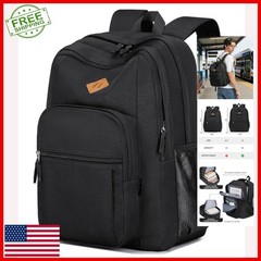 Travel Backpack Water Resistant School Laptop Bookbag Black abshoo