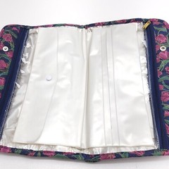 TOTES Travel Amenities Makeup Toiletry Bag Organizer Quilted Navy Pink Floral