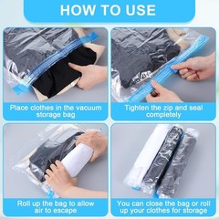 Travel Compression Bags 3-Pack – Space Saving, No Pump Needed, Waterproof Org…