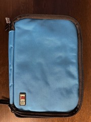 BUBM Double Layer Travel Gear/Blue Organizer Electronics Accessories Bag Euc