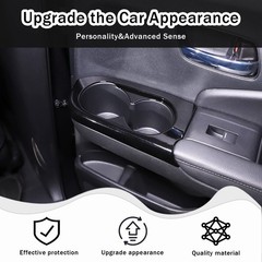 HIRUFAIT 2PCS Car Rear Door Cup Holder Panel Frame Cover for Glossy Black