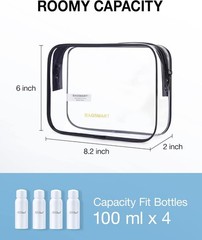 BAGSMART Clear Toiletry Bag, 2 Pack TSA Approved Travel Toiletry Bag
