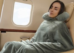 Travel Set Travel Blanket with Neck Pillow Travel Pillow for Flight, Car,…