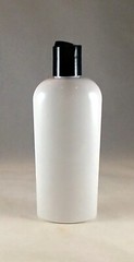 Lot 6 White PET 8 oz Cosmo Oval Plastic Bottles w Disc Top Dispensing Caps