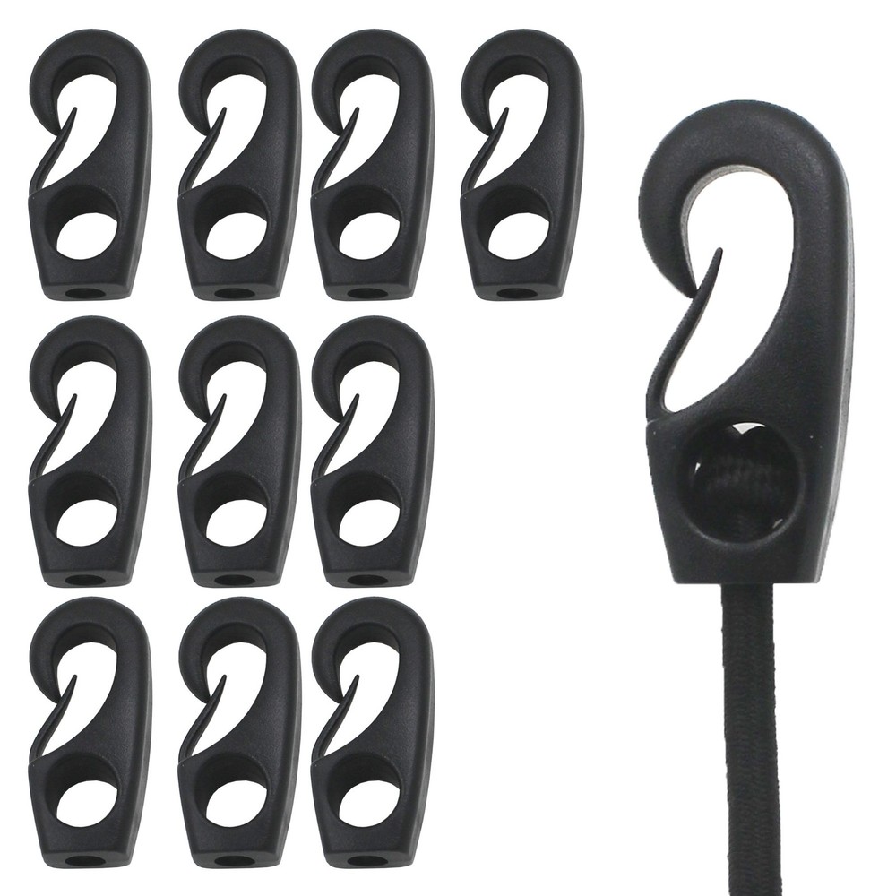 YYST Kayak Cord Hook Nylon Bungee for Shock Cords 1/4&Prime; and 3/16&Prime;, Black