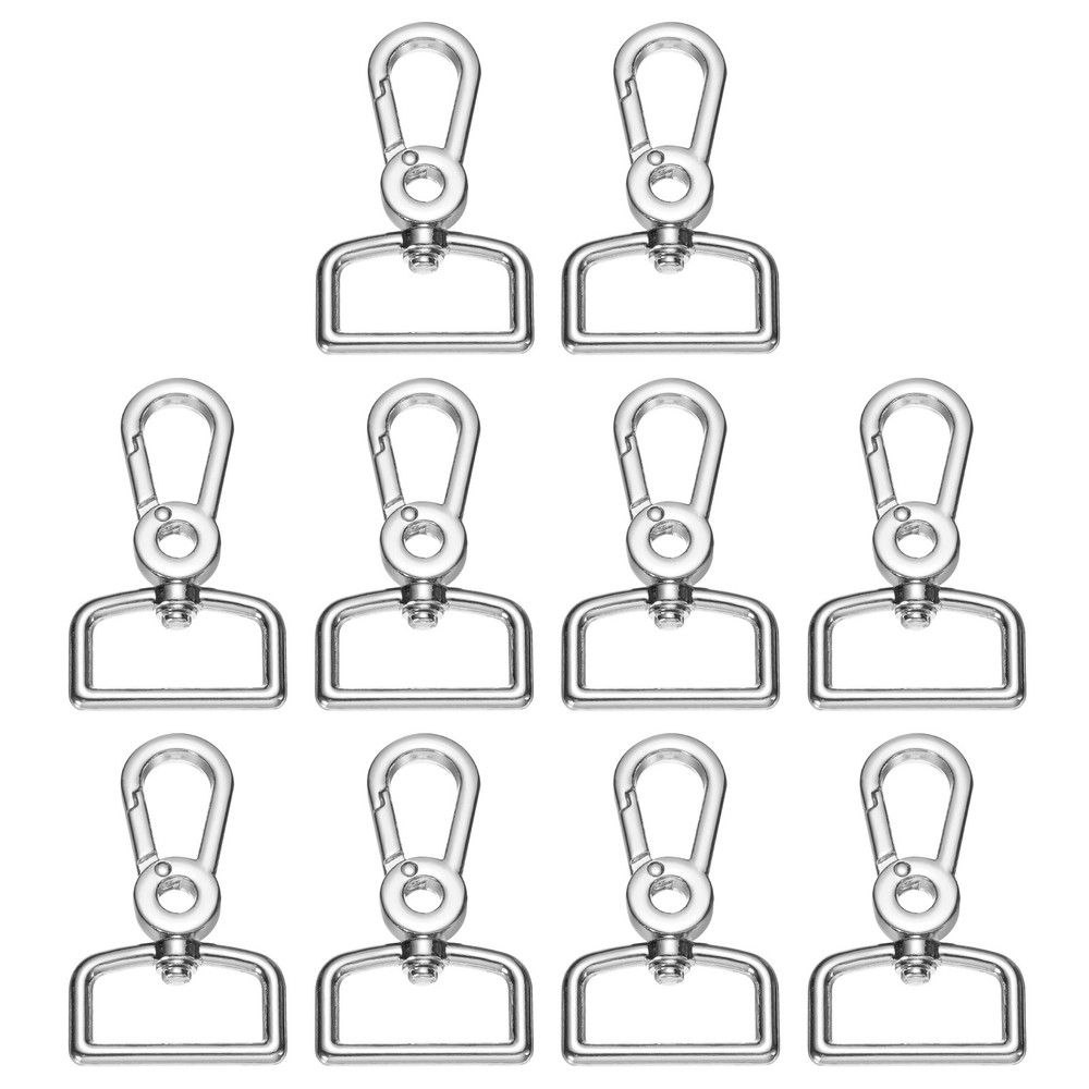 10pcs 1&Prime; carabiner hooks, silver D ring
