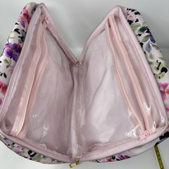 Floral Travel Cosmetic Bag Large Pink Toiletry Organizer Zip Case Handles