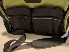 Eddie Bauer Black/Green Travel Bag Shoulder Strap, Multiple Zip Pockets