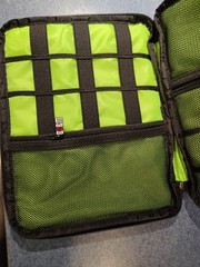 BUBM 2 Compartment Electronics Case Organizer Bright Green Inside