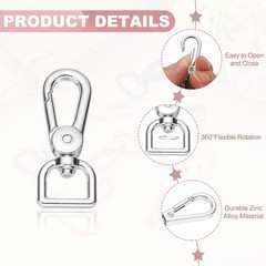 14pcs Quick Release Key Hooks 1/2&Prime; Square Ring Silver
