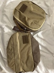 Bella Russo Toiletry Bag and Tech Case Tan Canvas Material with Zippers NEW