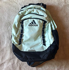 adidas Black White Backpack Medium Zip Closure Adjustable Straps Inner Pockets