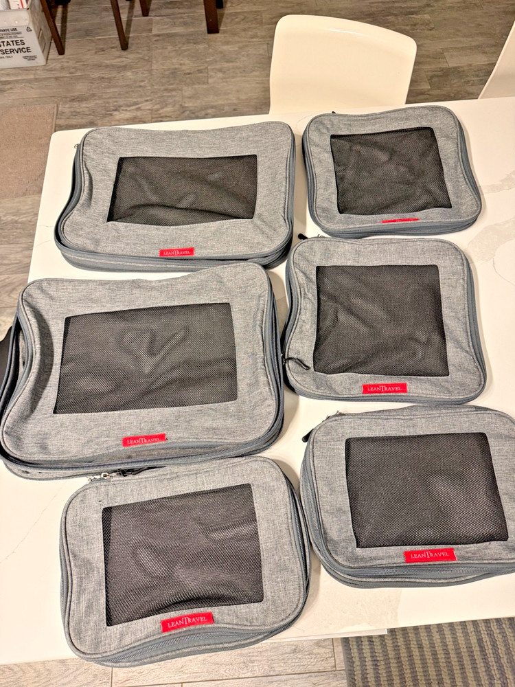 Lean Travel Packing Cubes, Set of 6, EUC