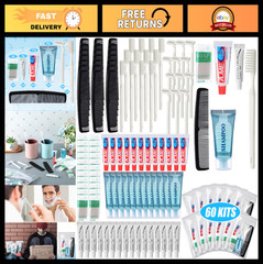60 Set Hygiene Toiletry Kits – Travel Size Care Package for Homeless & Charity,
