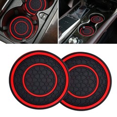 Car Cup Coasters – 2 Pack 2.75 Inch Diameter Universal Auto Anti Slip Red