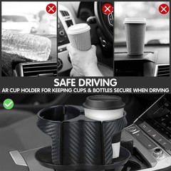 Reofrey 2-in-1 Multifunctional Car Cup Holder Expander Adapter, Black