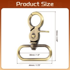 6Pcs Swivel Hooks for Lanyard, 38mm (1 1/2&Prime;) with Brass Carabiner
