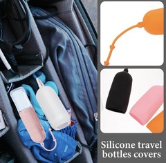 Leakproof Travel Bottle Covers 4pcs Silicone Elastic Sleeves 2 Pink 2OrangeA0262
