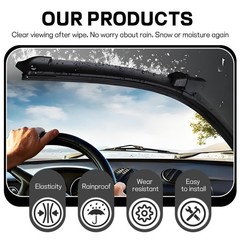 4pcs Universal Wiper Blade Refills 26in Adjustable Rubber Strips Windshield