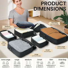 4 Set/6 Set/8 Set Compression Packing Cubes Travel Accessories Expandable Packin
